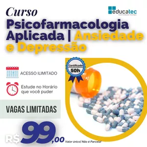 Imagem do curso PSICOFARMACOLOGIA APLICADA | ANSIEDADE E DEPRESSÃO  