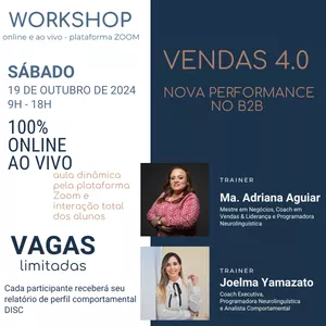 Imagem de WORKSHOP VENDAS 4.0 - NOVA PERFORMANCE NO B2B criado por Joelma Yamazato na hotmart