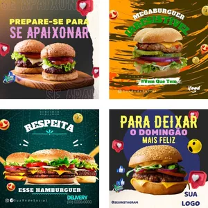 Imagem de capa para o Ebook TEMPLATES HAMBURGUERIA +200 ARTES EDITÁVEIS CANVA 