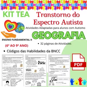 Imagem de capa para o Ebook Atividades Autismo GEOGRAFIA 6 ao 9