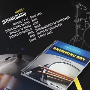 Imagem de capa para o Ebook Curso de Bateria Drumming Boy - Nível Intermediário 