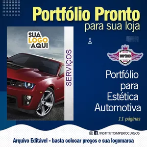 Imagem de capa para o Ebook Portfólio Pronto Editável para Estética Automotiva