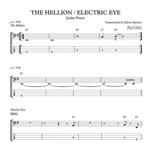Cover image for Online course THE HELLION - ELECTRIC EYE (Judas Priest) Bass Transcription, Score &amp; Tab Lesson