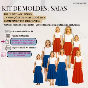 Imagem de capa para o Curso online Kit de Moldes: Saias - Curto ao Longo: 2 variações de saias godê em 4 comprimentos diferentes (com instruções de costura)