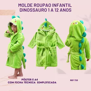 Imagem de capa para o Ebook molde roupao infantil dinossauro 1 a 12 anos