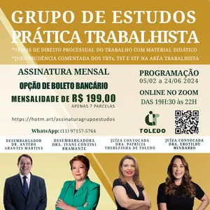 Imagem de capa para o Curso online PAGAMENTO MENSAL GRUPO DE ESTUDOS – PRÁTICA TRABALHISTA 