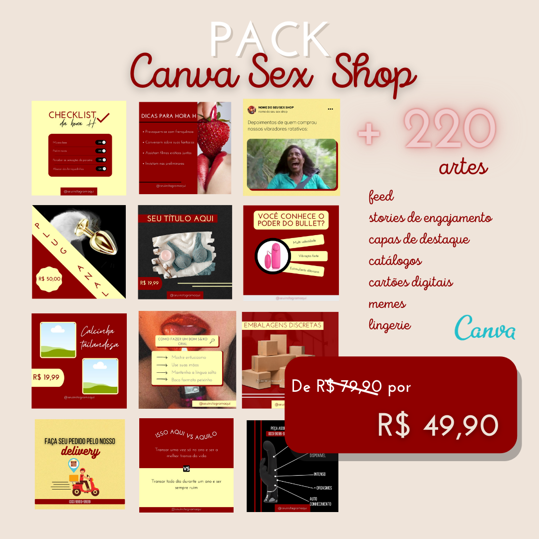 Pack Canva Sex Shop download Compras Digitais Dicas de Cursos