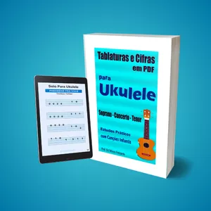 Imagem de capa para o Ebook E-book Ukulele - Método Tabs e Cifras com 12 Canções Infantis 