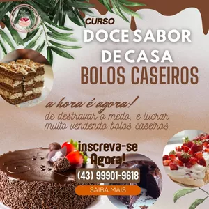 Imagem de capa para o Curso online Doce Sabor de Casa - Curso de Bolos Caseiros