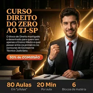 Imagem do curso DIREITO DO ZERO AO TJ-SP: CONCURSO ESCREVENTE TÉCNICO JUDICIÁRIO