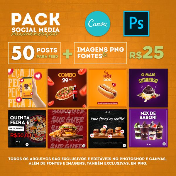 Pack Social Media Alimentacao Ypro Design Learn A New Skill Templates Source Codes Hotmart