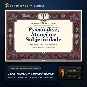 Imagem do curso 🔥 BOLSA 100% [APLICADA] - [MATRÍCULA] CURSO DE FORMAÇÃO EM PSICANÁLISE, ATENÇÃO E SUBJETIVIDADE - ACESSO VITALÍCIO - CRACHÁ BLACK + REGISTRO - CASHBACK R$ 25 - BÔNUS APOSTILA EXTRA - CG