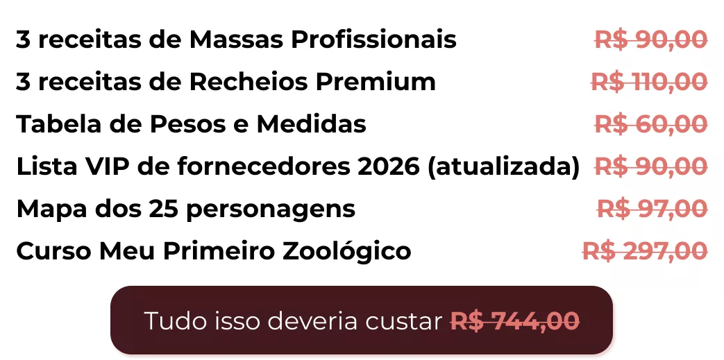 4 Bônus + 25 Mapas dos Personagens do Curso Meu Primeiro Zoológico - Modele 25 Animais em Pasta Americana no Valor Total de R$ 744,00