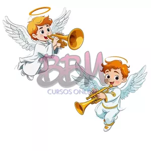 Imagem de capa para o Ebook ANJOS COM TROMBETAS - DESENHO AMPLIADO PARA IMPRIMIR