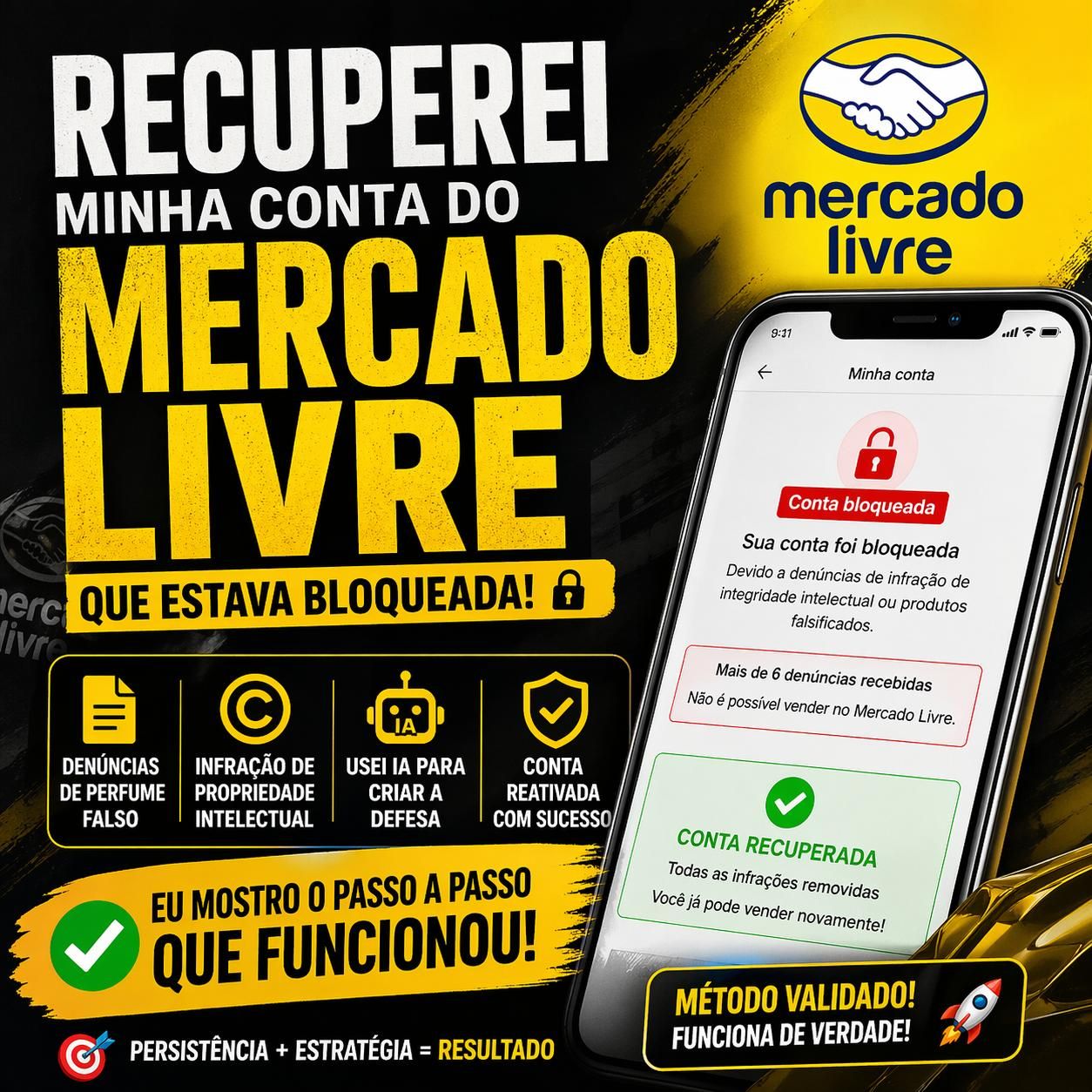 Imagem do curso 🚨 BLOQUEARAM meu Mercado Livre por “perfume falso”… e eu RECUPEREI em 24h 😳 (vou te mostrar como)