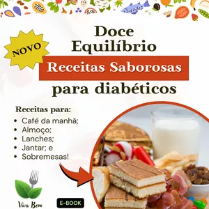 Imagem de capa para o Ebook Receitas Saborosas para Diabéticos.