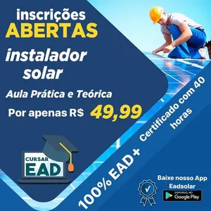 Imagem de capa para o Curso online CURSO DE INSTALADOR SOLAR FOTOVOLTAICO: 100% EAD + CERTIFICADO DE 40 HORAS
