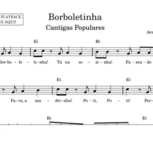 Imagem de capa para o Ebook Borboletinha (Cantigas Populares) - Partitura para Sax Alto com Playback