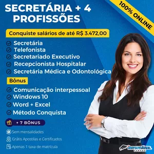 Imagem do curso SECRETÁRIA + 4 PROFISSÕES + 10 BRINDES