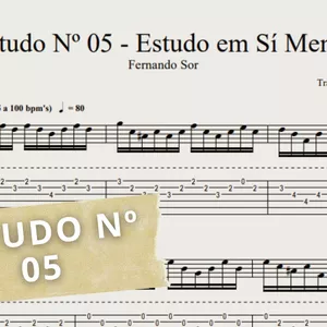 Imagem de capa para o Ebook Estudo Nº 05 - Fernando Sor: Transcrição p/ Violão Solo c/ Tablatura + Partitura