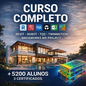 Imagem do curso CURSO COMPLETO - REVIT ESTRUTURAL - ARQUITETURA - ELÉTRICA -  HIDRÁULICA  - TWINMOTION - NAVISWORKS - MS PROJECT