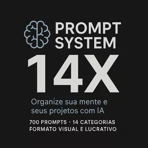 Imagem de capa para o Ebook  Prompt System 14X – O Método Organizado para Usar IA na Vida Real