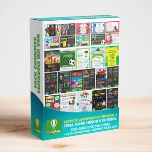 Imagem de capa para o Curso online Pack 01 convite editáveis no corel - Tema Aniversário Infantil