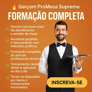 Imagem de Garçom ProMesa Suprema – Formação Completa  criado por Curso Completo Com Certificado na hotmart
