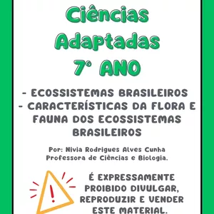Imagem de capa para o Ebook Atividades de Ciências Adaptadas 7° ANO - ECOSSISTEMAS BRASILEIROS  / CARACTERÍSTICAS DA FLORA E FAUNA DOS ECOSSISTEMAS BRASILEIROS