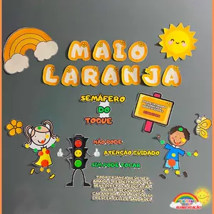 Imagem de capa para o Ebook Painel Maio Laranja Semáforo do Toque.🌻👶👧