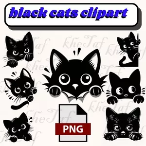 Cover image for Online course black cat peeking PNG, Halloween Spooky, Scary Clipart Silhouette Vector Image, PNG For Tshirt Design,Transparent Background,Digital Downloa