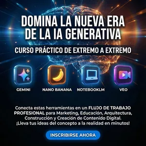 Imagen de portada para Curso online Master IA Creativa: Flujo de Trabajo con Gemini, Nano Banana, NotebookLM y Veo