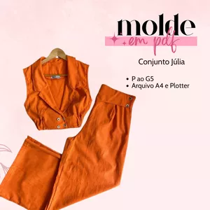 Imagem de capa para o Ebook MOLDE EM PDF - CONJUNTO CROPPED E CALÇA JÚLIA