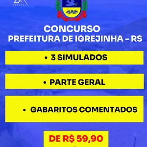 Imagem de capa para o Curso online SIMULADOS PARTE GERAL PREFEITURA MUNICIPAL DE IGREJINHA RS