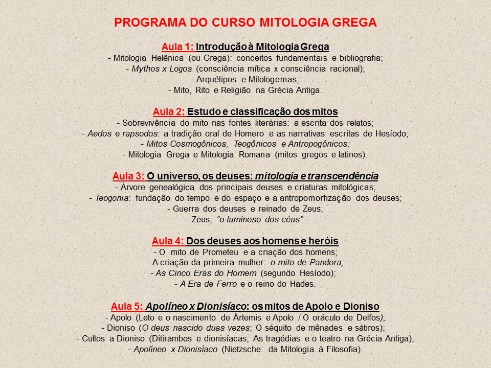 IDEA - Curso online com o prof. Luiz Flavio - Mitologia Grega