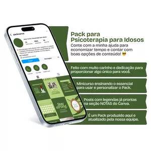 Imagem de capa para o Curso online Pack Canva - Psicoterapia para Idosos | Posts com conteúdos nichados e editáveis para perfil do Instagram e Redes Sociais