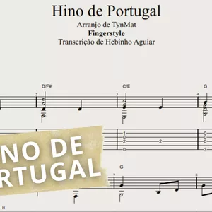 Imagem de capa para o Ebook Hino de Portugal - Fingerstyle | Tablatura e Partitura | Arranjo de TynMat