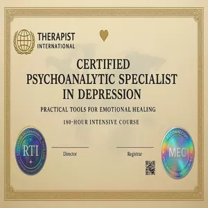 Imagem do curso ⚠️ULTIMA VAGA⚠️ Título de Psicanalista Especializa em depressão  +Reconhecimento MEC + Acesso vitalício + Primeira Turma + Registro Profissional + Declaração estudos +Livro Amazon +