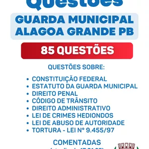 Imagem de capa para o Ebook PDF GCM ALAGOA GRANDE PB 2025 SIMULADO