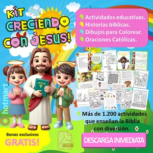 Imagen de portada para Ebook Creciendo con Jesús: Kit de Actividades Bíblicas para Niños Católicos