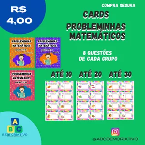 Imagem de capa para o Ebook CARDS PROBLEMINHAS - ADIÇÃO ATÉ 10, 20 E 30.