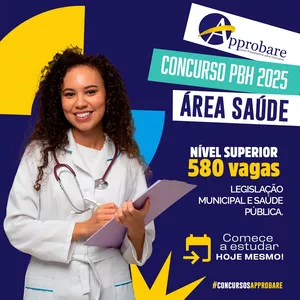 Imagem de capa para o Curso online Concurso Área da Saúde PBH 2025 Nível Superior - Todos os cargos