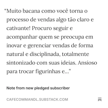 Depoimento por escrito de um leitor da newsletter Café com Mandl publicada no Substack