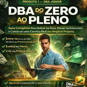 Imagem de capa para o Ebook DBA do Zero ao Pleno — Guia Completo para Entrar na Área, Passar na Entrevista e Construir uma Carreira Real (ou Negócio Próprio)