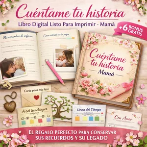 Imagen de portada para Ebook Cuéntame tu historia | Libro Digital Listo Para Imprimir (Mamá + 6 Bonus Gratis)