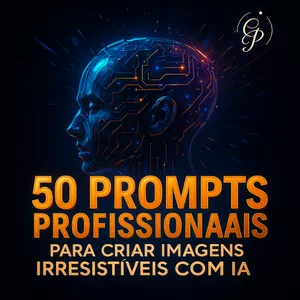Imagem de capa para o Ebook 50 Prompts de IA para Criar Imagens Profissionais de Produtos