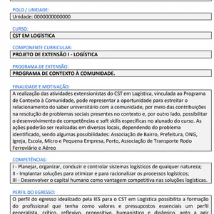 Imagem de capa para o Ebook PROJETO DE EXTENSÃO I - LOGÍSTICA UNOPAR ANHANGUERA