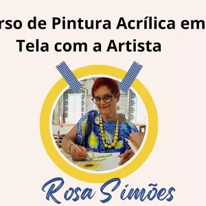 Imagem de capa para o Evento online curso de pintura acrílica em tela com Rosa Simoes
