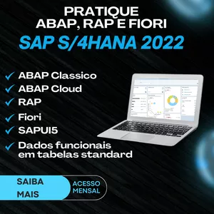 Imagem de capa para o Curso online Acesso Mensal SAP S/4HANA 2022 para praticar ABAP Cloud, Fiori, RAP, SAPUI5