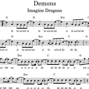 Imagem de capa para o Ebook Demons (Imagine Dragon) - Partitura Facilitada em Sol Maior com Playback